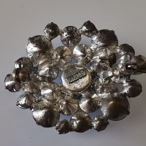 Vintage  TRIAD Multi Level Rhinestone Brooch- Blue Aurora - Picture 15 of 16